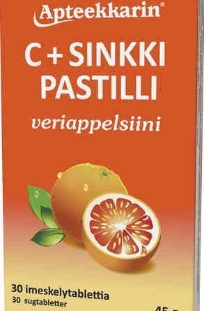 Apteekkarin C + sinkki pastilli 30 imeskelytablettia