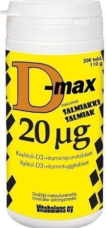 D-max 20 µg 200 purutabl. Salmiakki