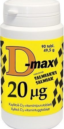 D-max 20 µg 90 purutabl. Salmiakki