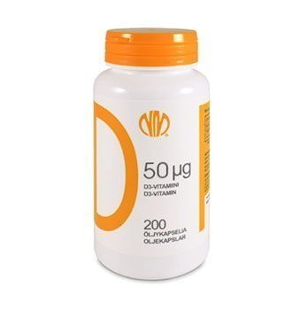 D50 D3-vitamiini 50 µg 200 kapselia