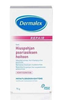 Dermalex geeli hiuspohjan psoriasiksen hoitoon 75 g