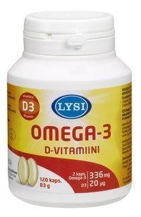 Lysi Omega-3 D-vitamiini 120 kapselia