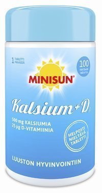 Minisun Kalsium + D3 25 µg 100 tablettia