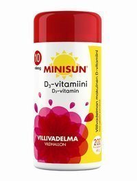 Minisun Villivadelma D3-vitamiini 10 µg 200 tablettia