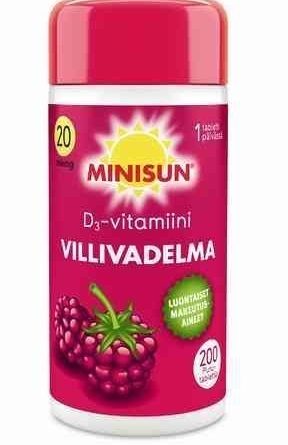 Minisun Villivadelma D3-vitamiini 20 µg 200 tablettia