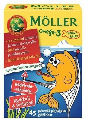 Möller Omega-3 Pikkukalat Hedelmä 45 kpl