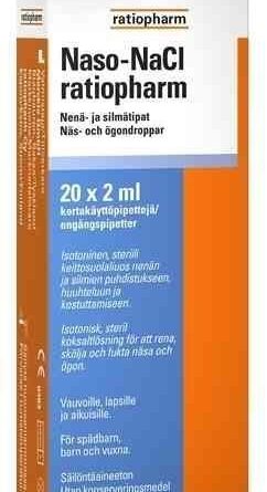 Naso NaCl ratiopharm nenä- ja silmätipat 20 x 2 ml