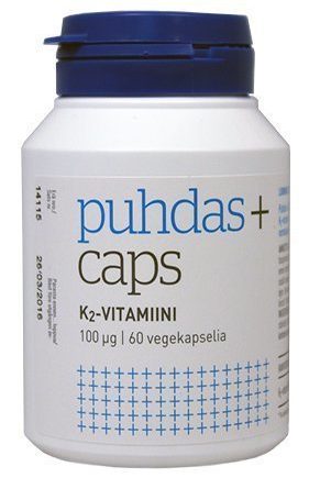 Puhdas+ Caps Luonnollinen K2 Vitamiini 100 ug 60 kaps.