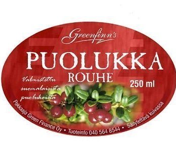 Puolukkarouhe 250 ml paino 65g Greenfinns