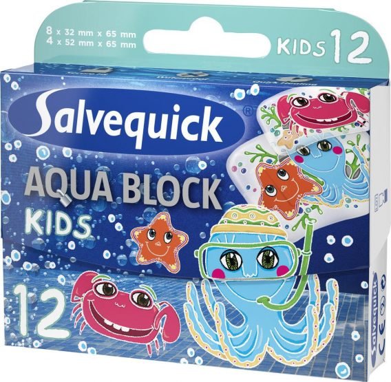 Salvequick Aqua Block Kids Laastari 12 Kpl