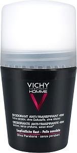 Vichy Homme Antiperspirant Deo 48h 50 ml Hajusteeton